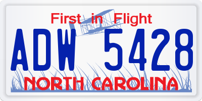 NC license plate ADW5428