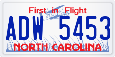 NC license plate ADW5453