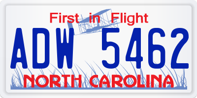 NC license plate ADW5462