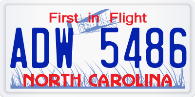 NC license plate ADW5486