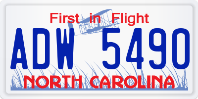 NC license plate ADW5490