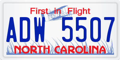 NC license plate ADW5507