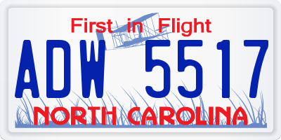 NC license plate ADW5517