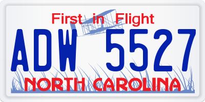NC license plate ADW5527