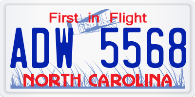 NC license plate ADW5568