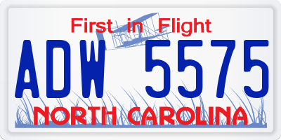 NC license plate ADW5575
