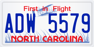 NC license plate ADW5579