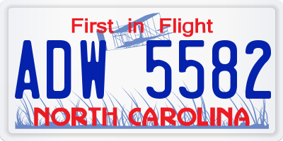 NC license plate ADW5582
