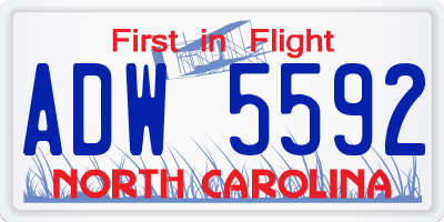 NC license plate ADW5592