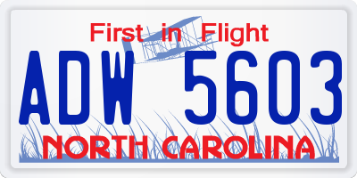 NC license plate ADW5603