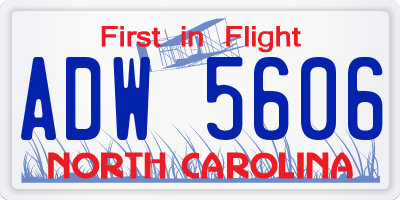 NC license plate ADW5606