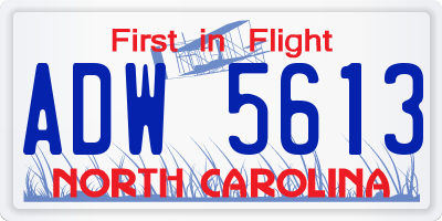NC license plate ADW5613
