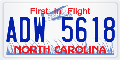 NC license plate ADW5618