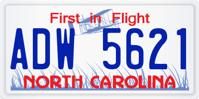 NC license plate ADW5621