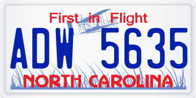 NC license plate ADW5635
