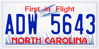 NC license plate ADW5643