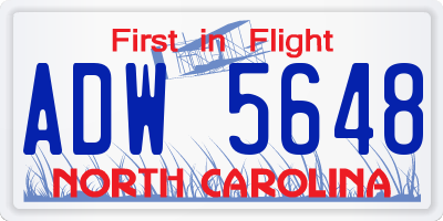 NC license plate ADW5648