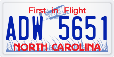 NC license plate ADW5651