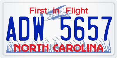 NC license plate ADW5657