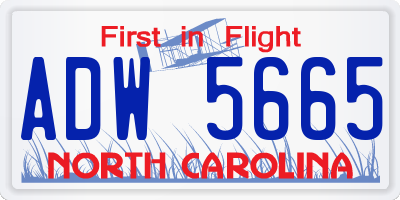 NC license plate ADW5665
