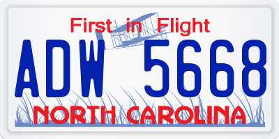 NC license plate ADW5668