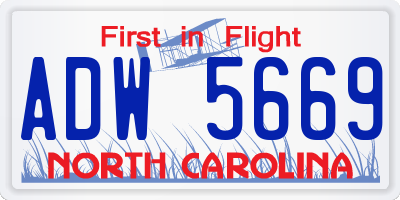 NC license plate ADW5669