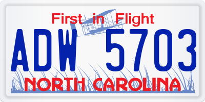 NC license plate ADW5703