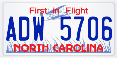 NC license plate ADW5706