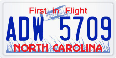 NC license plate ADW5709