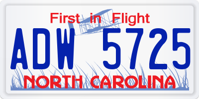NC license plate ADW5725