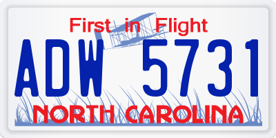 NC license plate ADW5731
