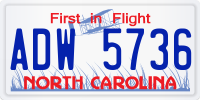 NC license plate ADW5736