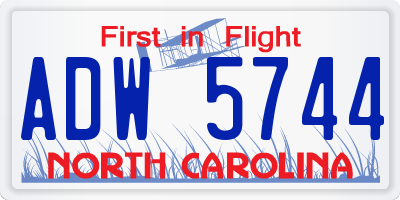 NC license plate ADW5744