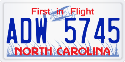 NC license plate ADW5745