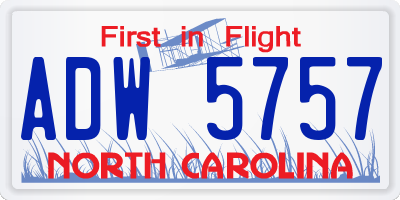 NC license plate ADW5757