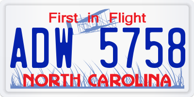 NC license plate ADW5758