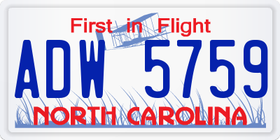 NC license plate ADW5759