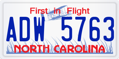 NC license plate ADW5763