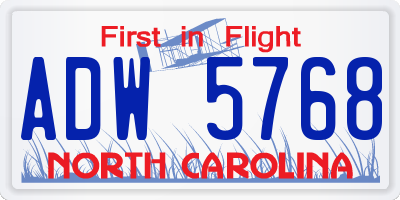 NC license plate ADW5768
