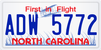 NC license plate ADW5772