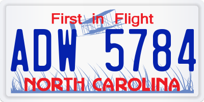 NC license plate ADW5784
