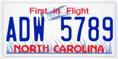 NC license plate ADW5789