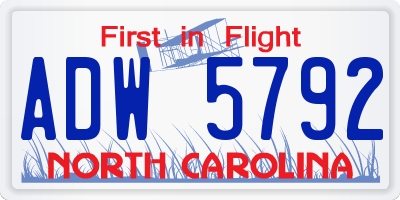 NC license plate ADW5792