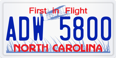 NC license plate ADW5800