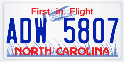 NC license plate ADW5807