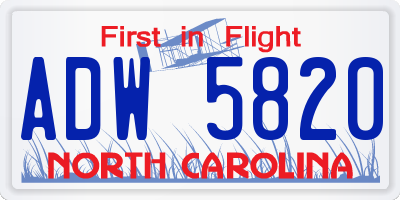 NC license plate ADW5820