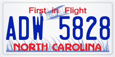 NC license plate ADW5828