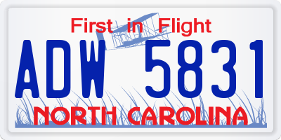 NC license plate ADW5831