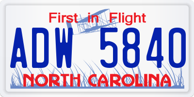 NC license plate ADW5840
