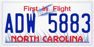 NC license plate ADW5883